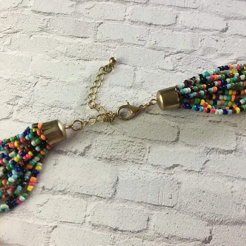 Vintage Boho Multi Strand Seed Bead Necklace 36